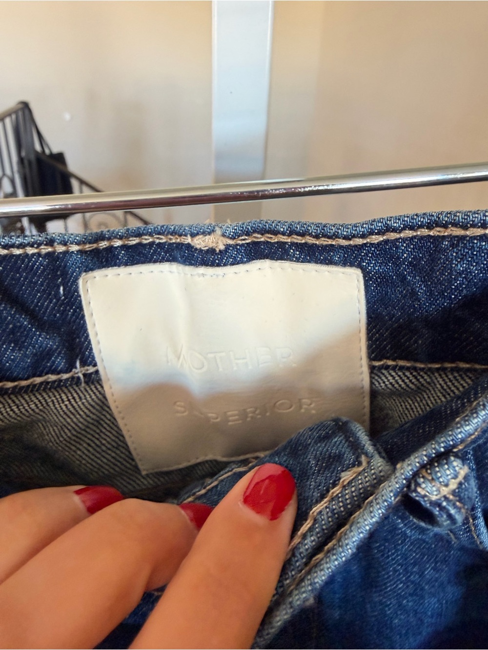 MOTHER Navy Blue Cropped Wide-Leg Jeans - Picture 7 of 9